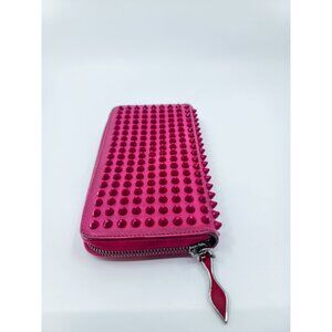 Christian Louboutin PANETTONE Hot Pink Spike Leather Clutch Wallet